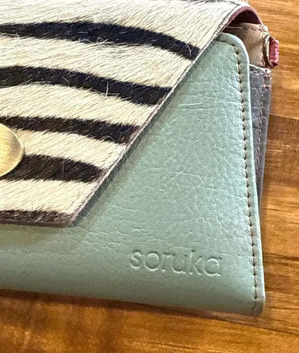 Soruka Genuine Leather Zebra Haircalf Clutch Wallet (y)